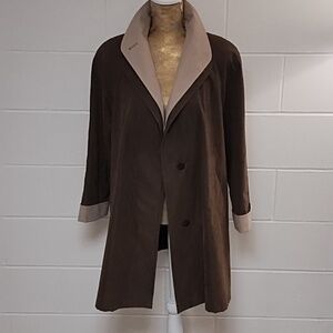 Jacqueline Ferrar Soft Sueded Lined Midi Trench Coat Jackie O Vibes Vintage